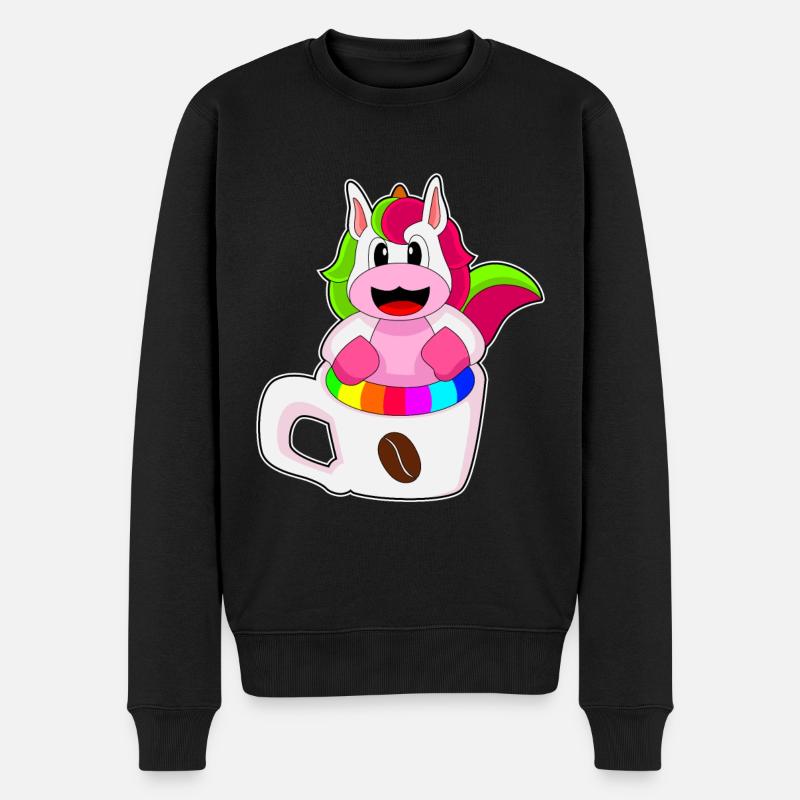 Einhorn Kaffee Kaffeebecher - Männer Premium Bio Pullover - Schwarz