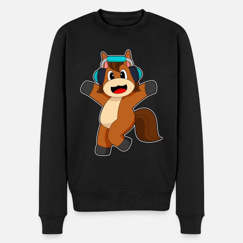 Musique d’écouteurs de cheval - Pull Premium bio Homme - noir