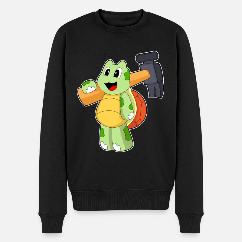 Schildkröte Handwerker Hammer - Männer Premium Bio Pullover - Schwarz