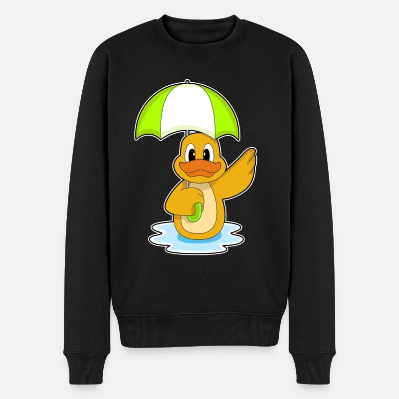 Ente Schwimmen Regenschirm - Männer Premium Bio Pullover - Schwarz