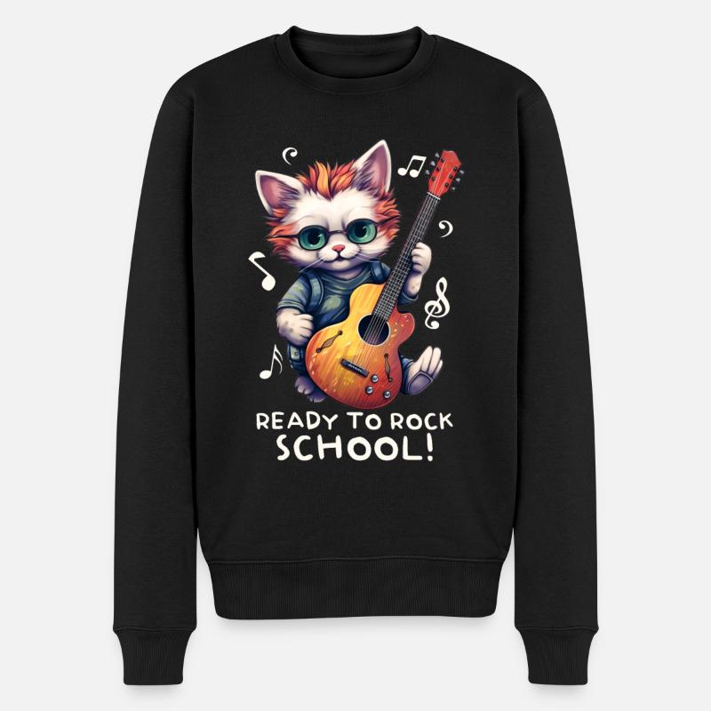 Chaton chat inscrit à la rentrée scolaire - Pull Premium bio Homme - noir