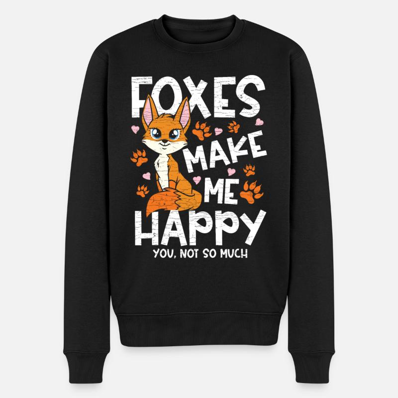 Füchse Fuchs Kinder - Männer Premium Bio Pullover - Schwarz