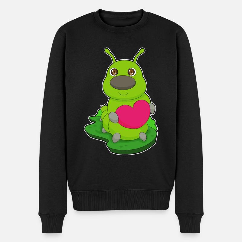 Raupe Herz - Männer Premium Bio Pullover - Schwarz