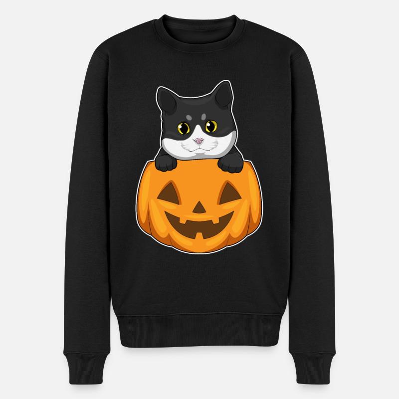 Citrouille d’Halloween Cat - Pull Premium bio Homme - noir
