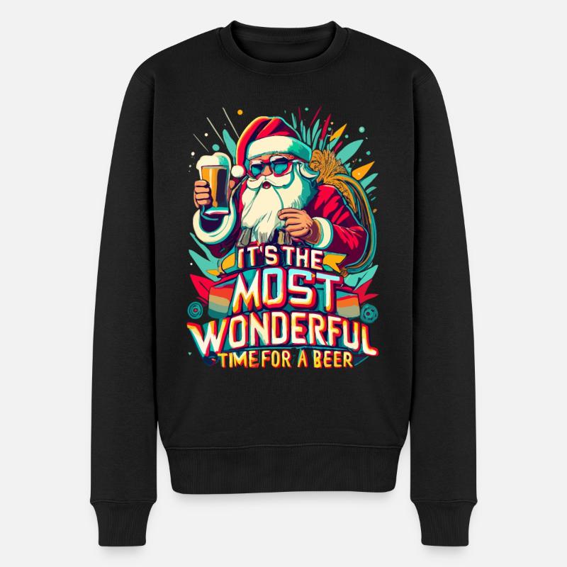Weihnachtsmann- Bierliebhaber Geschenkidee - Männer Premium Bio Pullover - Schwarz