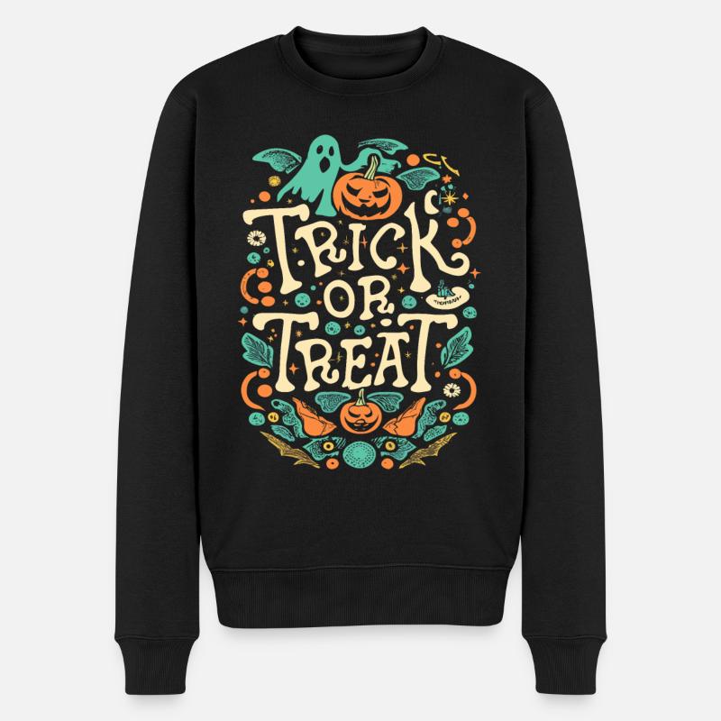 Trick or Treat Happy Halloween - Männer Premium Bio Pullover - Schwarz