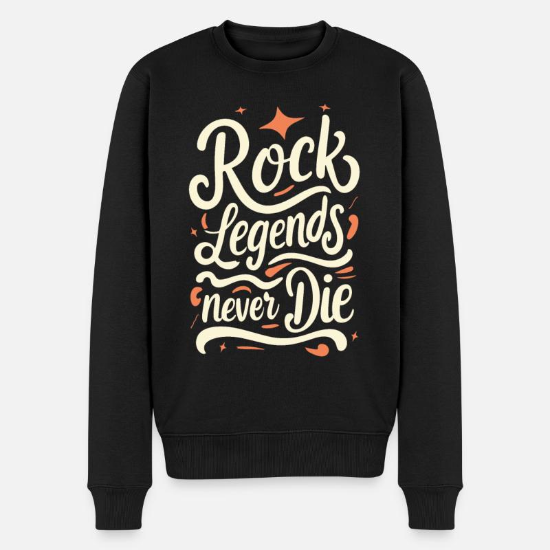 Rock Legends Never Die Rock N Roll Musik - Männer Premium Bio Pullover - Schwarz