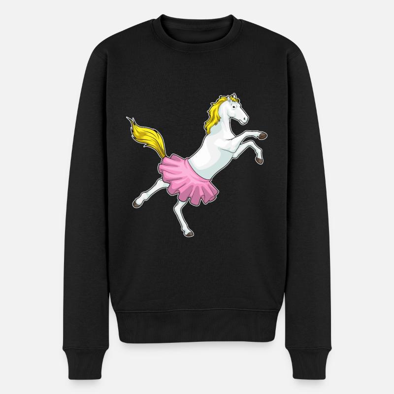 Pferd Ballerina Ballett Tanz - Männer Premium Bio Pullover - Schwarz