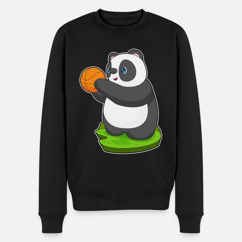 Panda Basketball Player Basketball - Pull Premium bio Homme - noir