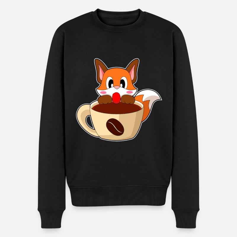 Fuchs Kaffee Tasse - Männer Premium Bio Pullover - Schwarz