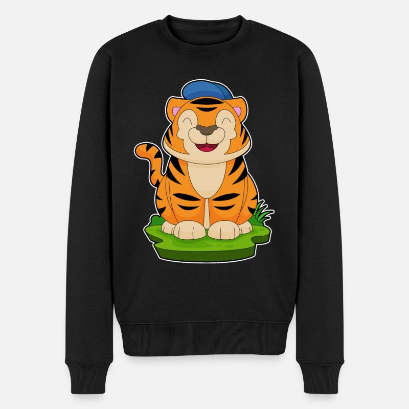 Tiger Cap - Männer Premium Bio Pullover - Schwarz