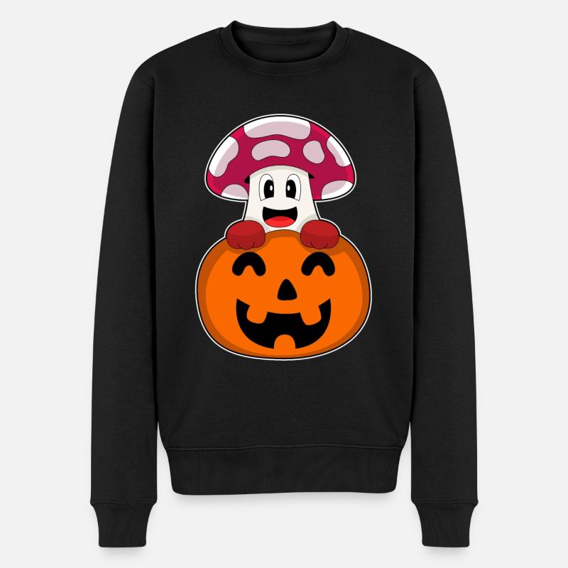 Pilz Halloween Kürbis - Männer Premium Bio Pullover - Schwarz