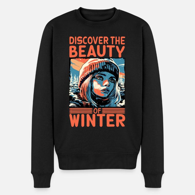 Discover the Beauty of Winter Skifahrer Spruch - Männer Premium Bio Pullover - Schwarz