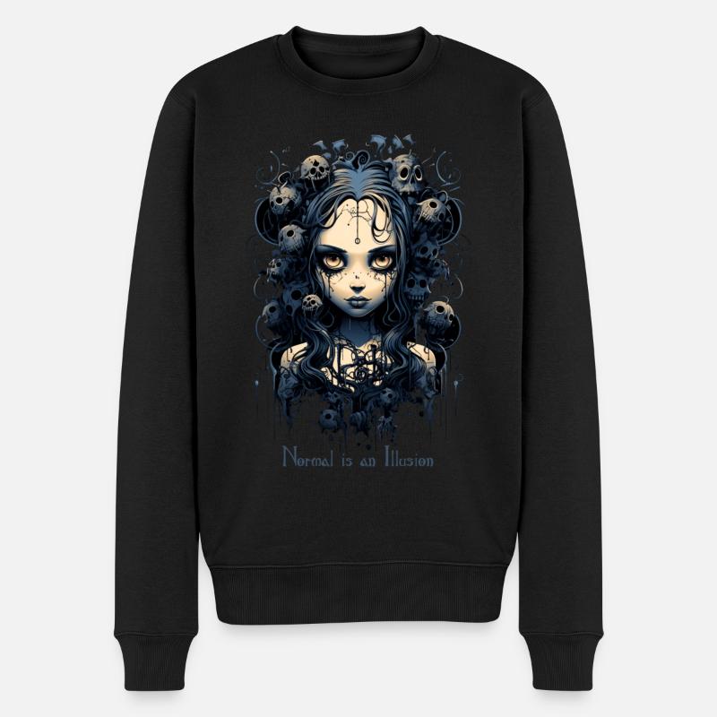 Gothic Girl Spruch Normal is an Illusion - Männer Premium Bio Pullover - Schwarz
