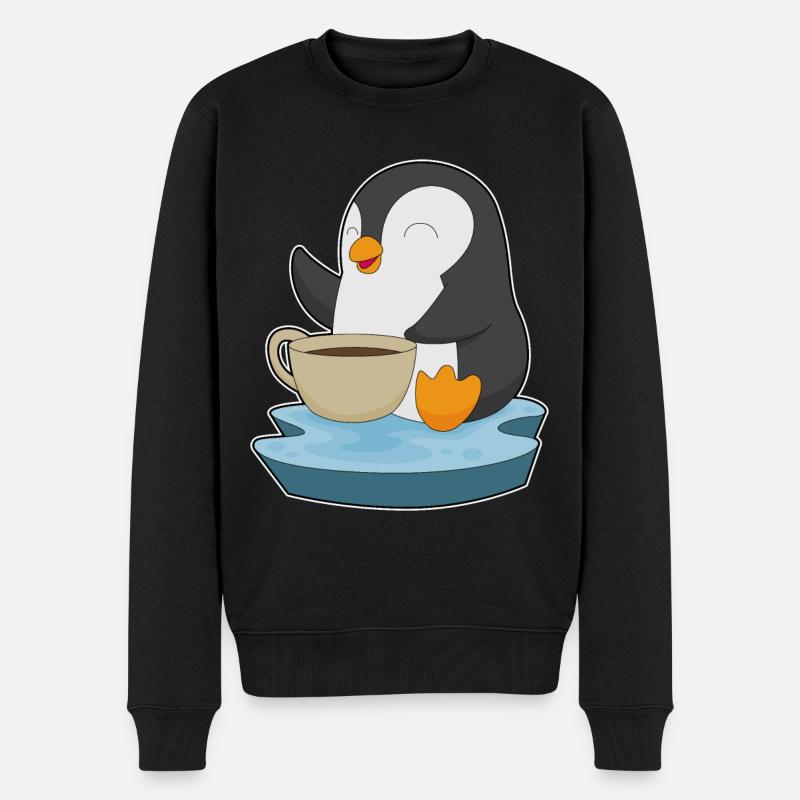 Tasse à café pingouin - Pull Premium bio Homme - noir