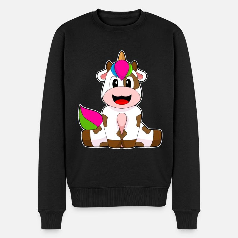 Kuh Einhorn - Männer Premium Bio Pullover - Schwarz