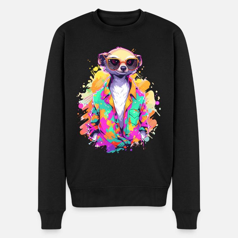 Cooles Erdmännchen Sarfari Afrika Liebhaber - Männer Premium Bio Pullover - Schwarz