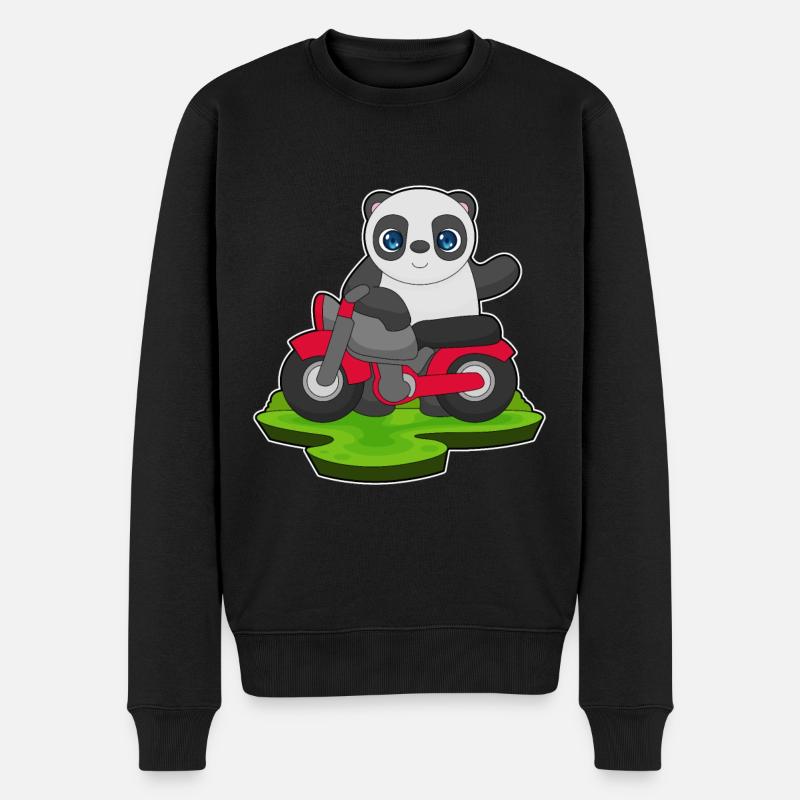 Panda Motorrad - Männer Premium Bio Pullover - Schwarz