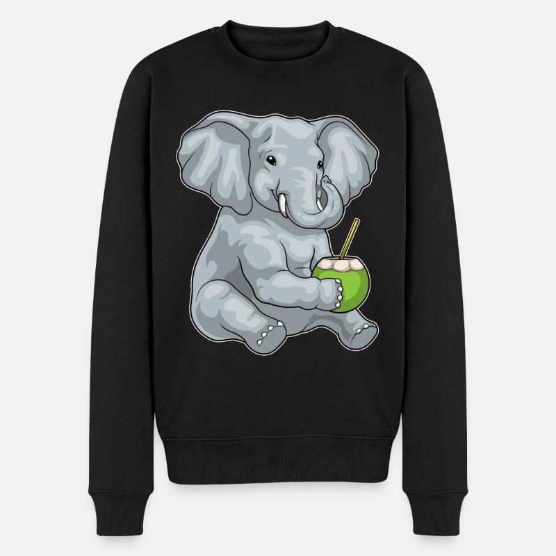 Elefant Kokosnuss - Männer Premium Bio Pullover - Schwarz