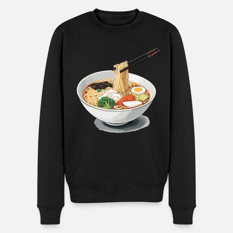 Japanische Ramen Nudelsuppe Aesthetic Design - Männer Premium Bio Pullover - Schwarz