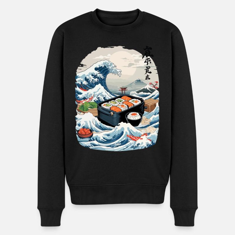 Sushi japonais Ukiyo-E Art Design esthétique - Pull Premium bio Homme - noir