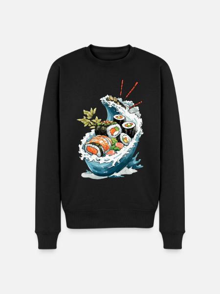 Sushi Bowl Ukiyo-E Japan Retro Aesthetic Design - Men's Premium Organic Jumper - black