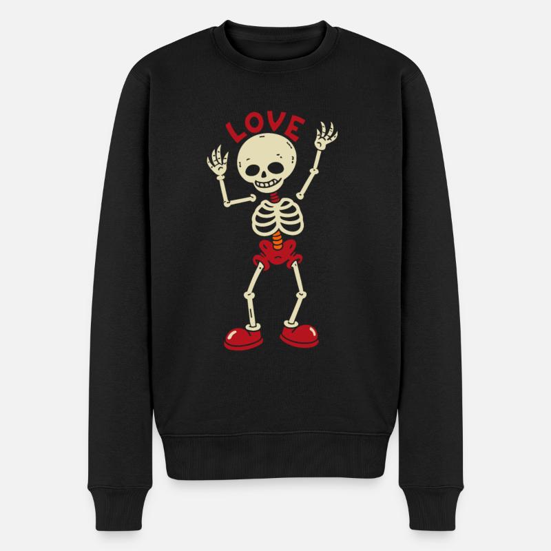Danse Squelette Crâne Amour Halloween - Pull Premium bio Homme - noir