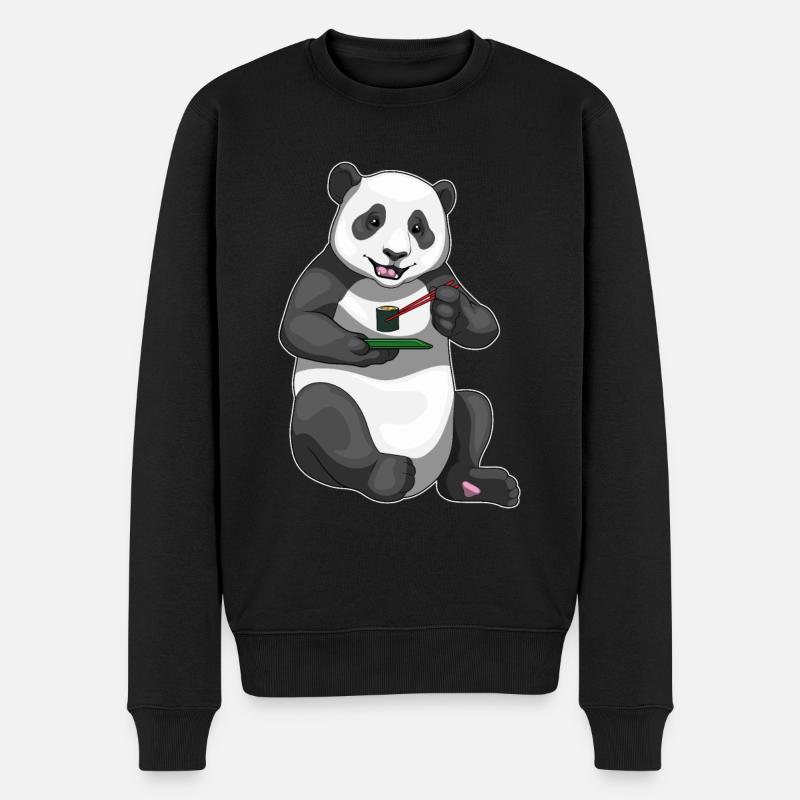 Panda Sushi - Männer Premium Bio Pullover - Schwarz