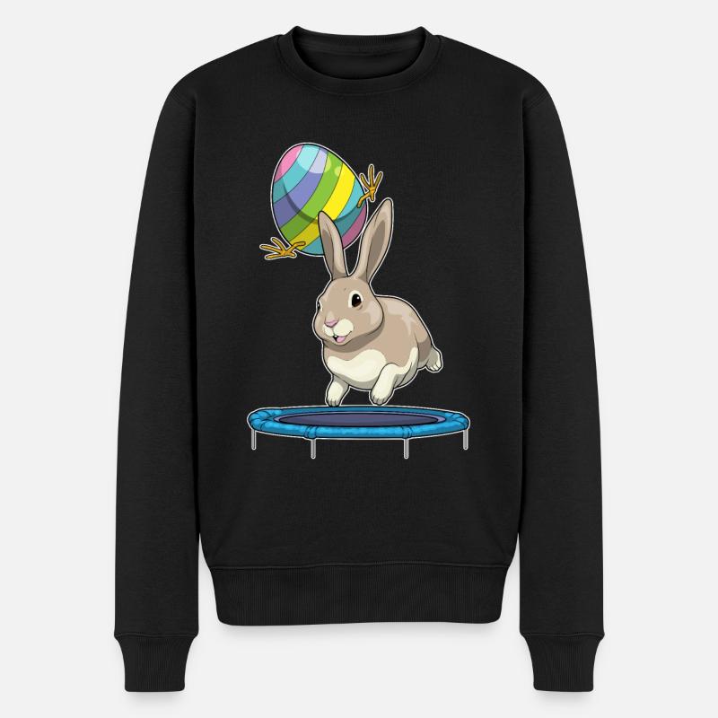Hase Ostern Osterei Trampolin - Männer Premium Bio Pullover - Schwarz