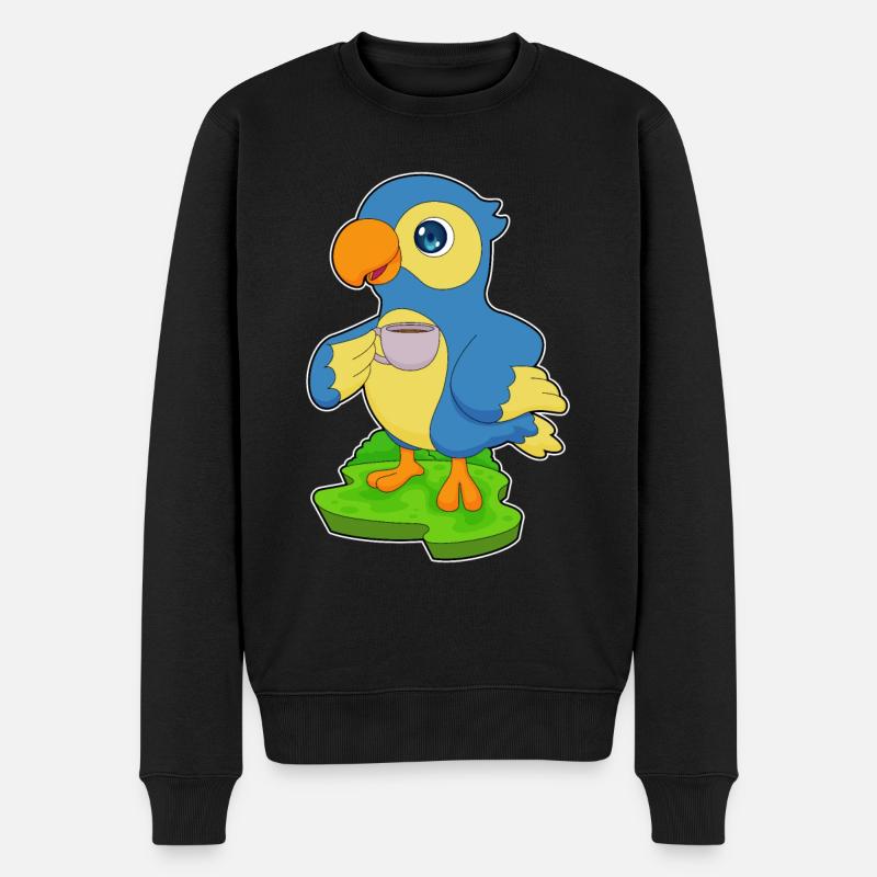Papagei Tasse Kaffee - Männer Premium Bio Pullover - Schwarz