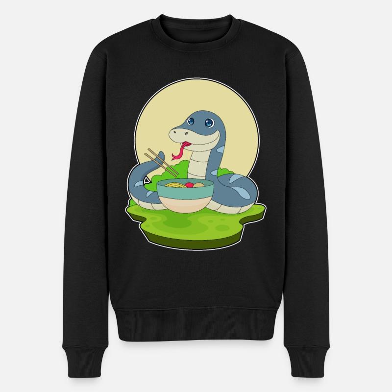 Schlange Ramen - Männer Premium Bio Pullover - Schwarz