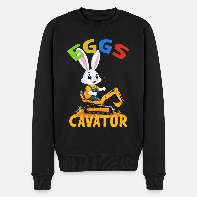 Lustiger Ostern Spruch Osterhase Baggerfahrer - Männer Premium Bio Pullover - Schwarz
