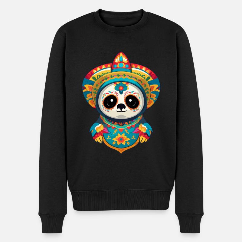 Sloth Iconic Sugar Skull Mexico - Men's Premium Organic Jumper - black