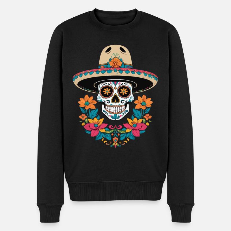 Fête mexicaine emblématique de Sugar Skull - Pull Premium bio Homme - noir