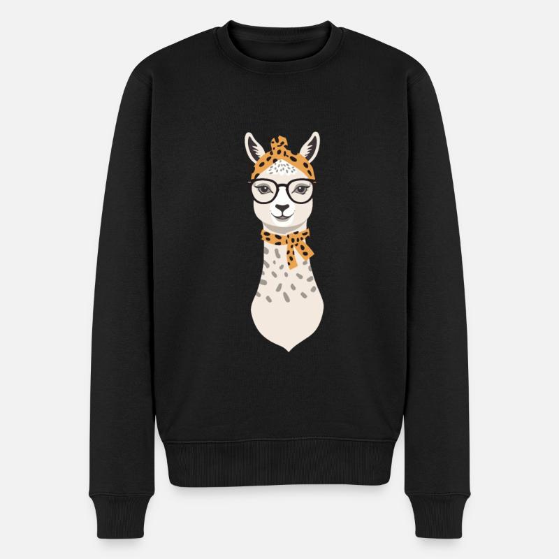 Drôle Lama Alpaga mère Design - Pull Premium bio Homme - noir