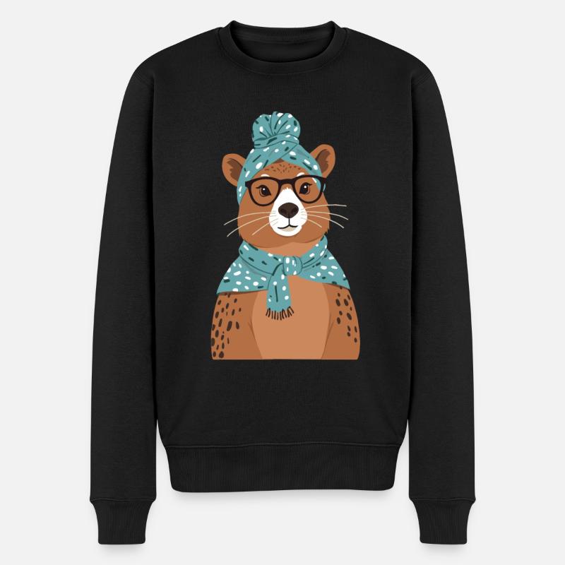 Lustige Capymama Wasserschwein Mutter - Männer Premium Bio Pullover - Schwarz