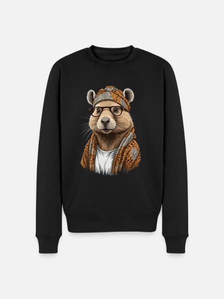 Drôle Capymama Capybara Mère Design - Pull Premium bio Homme - noir