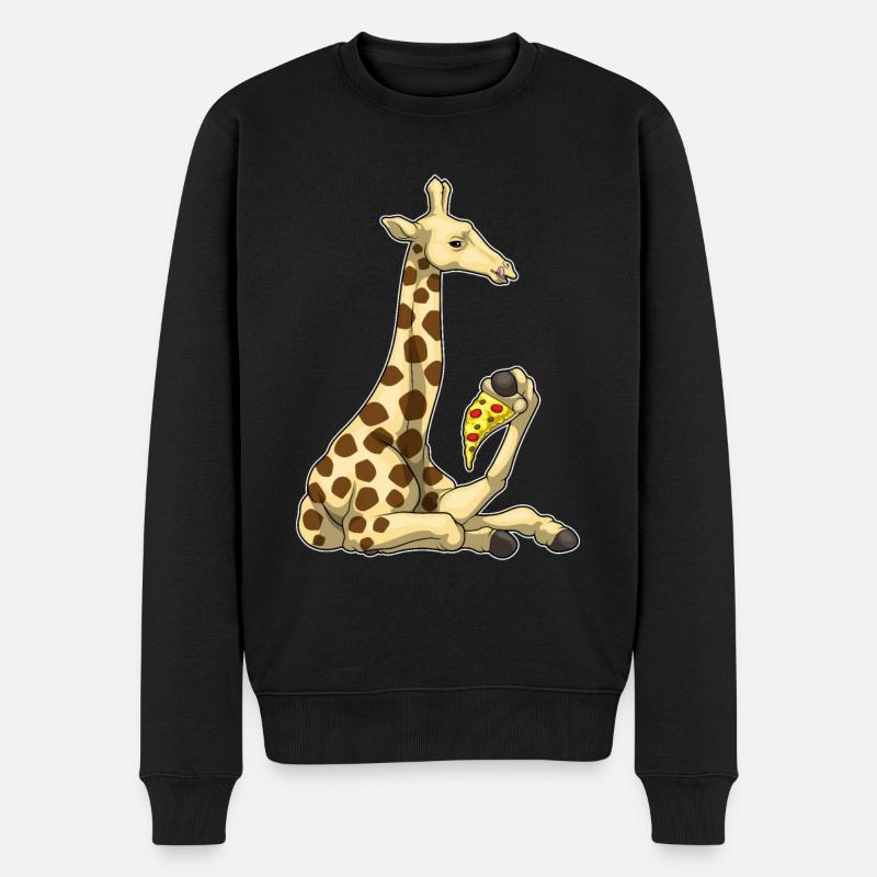 Giraffe Pizza - Männer Premium Bio Pullover - Schwarz