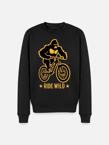 Gorilla Biker Mountain Biker E-Biker Sjove dyr - Økologisk premium-sweatshirt til mænd - sort