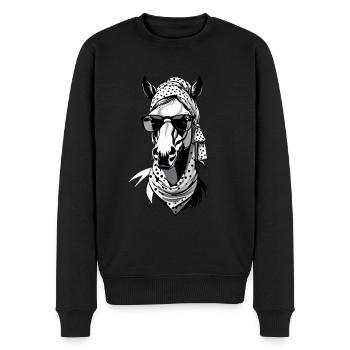 Mama Pferd Stilvolle Pferdeliebe Design - Männer Premium Bio Pullover - Schwarz - Vorne - Nico (187cm)