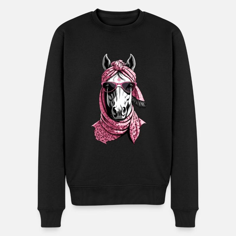 Mama Pferd Stilvolle Pferdeliebe Pferdemädchen - Männer Premium Bio Pullover - Schwarz