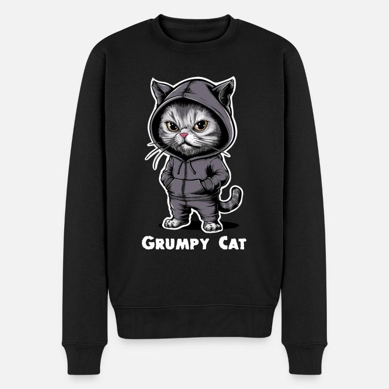 Chat maléfique ennuyeux - Pull Premium bio Homme - noir