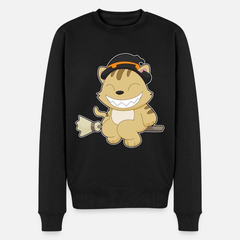 Chat Halloween Sorcière - Pull Premium bio Homme - noir