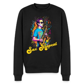 Saxophone Drôle Design Jazz Amateur de musique - Pull Premium bio Homme - noir - Devant - Nico (187cm)