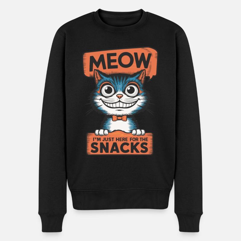 Miau Lustige Katze Sprüche Katzen Spruch - Männer Premium Bio Pullover - Schwarz