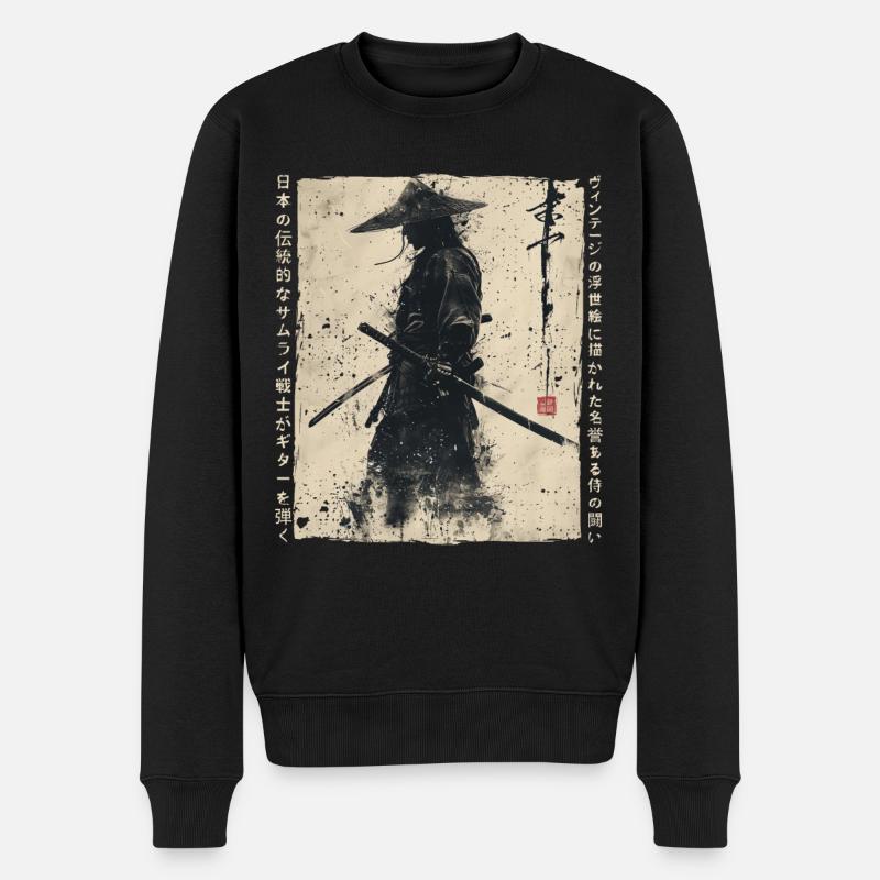 Samurai Fighter - Illustration japonaise Ukiyo-e - Pull Premium bio Homme - noir