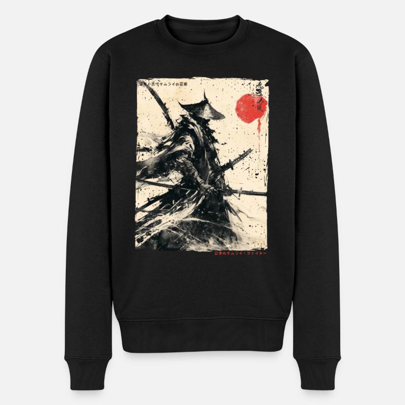 Samurai Fighter - Illustration japonaise Ukiyo-e - Pull Premium bio Homme - noir