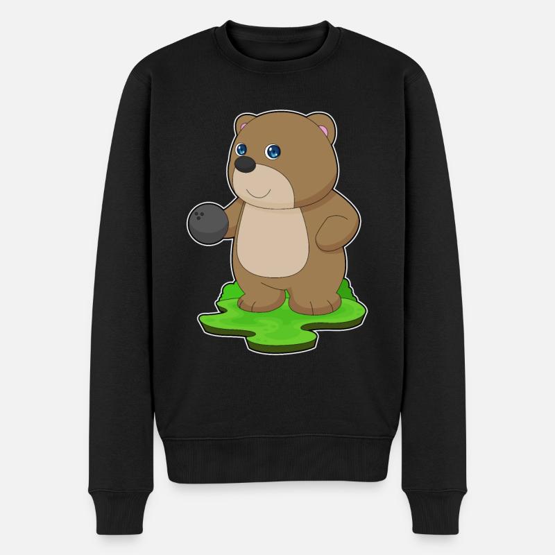 Bär Bowling Bowlingkugel - Männer Premium Bio Pullover - Schwarz