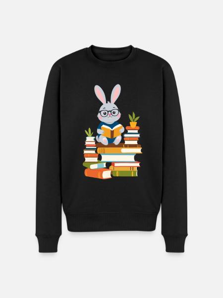 Reading bunny Enthusiastic book lover - Men's Premium Organic Jumper - black