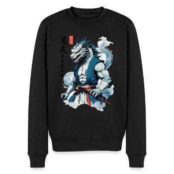 Drachen Samurai Vintage Ukiyo-e Stil Asiatischer - Männer Premium Bio Pullover - Schwarz - Vorne - Nico (187cm)